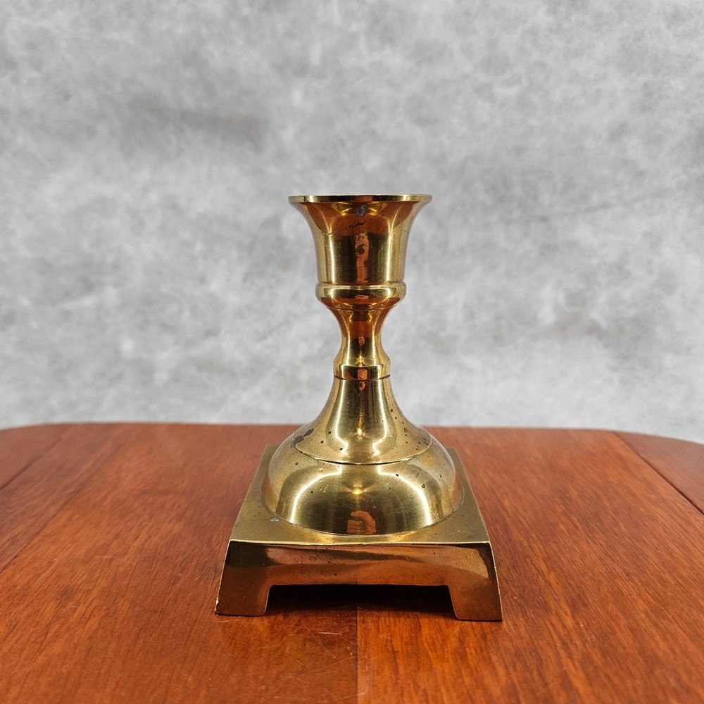 Pier 1 Vtg Brass Candlestick Holder Sm Square Home Holiday Decor Made in India